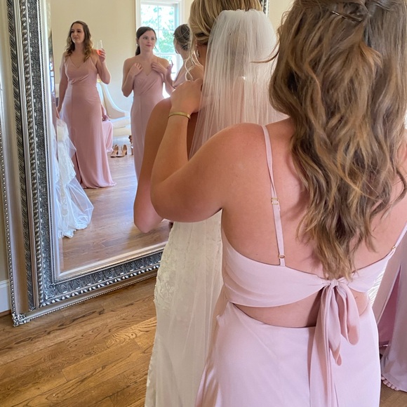 Dessy collection: Tie-back cutout maxi dress with front slit, toasted sugar - Picture 3 of 4